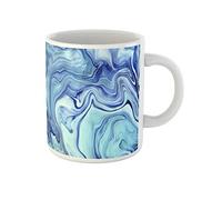 Awowee Taza de café de acuarela azul neón índigo mármol mármol pintura nueva técnica taza de té de cerámica 325 ml mejor regalo o recuerdo para familiares, amigos compañeros de trabajo