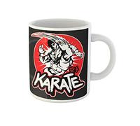 Awowee Taza de café de artes marciales, karate, poderoso personaje de luchador masculino, súper alta, taza de té de cerámica de 325 ml, el mejor regalo o recuerdo para familiares, amigos y compañeros