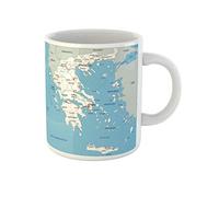 Awowee Taza de café de Atenas con alto detalle de mapa de ruta de Grecia con etiquetado del Atlas del Egeo de 325 ml, tazas de té de cerámica, el mejor regalo o recuerdo para familiares, amigos y