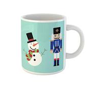 Awowee Taza de café de ballet de cascanueces y muñeco de nieve, saludo de Navidad, día festivo, 325 ml, taza de té de cerámica, el mejor regalo o recuerdo para familiares, amigos, compañeros de