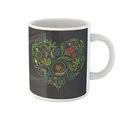 Awowee Taza de café de cerámica con diseño abstracto rojo de corazón de 325 ml, taza de té de cerámica, el mejor regalo o recuerdo para familiares, amigos y compañeros de trabajo