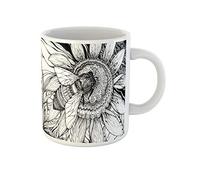 Awowee Taza de café de cerámica con diseño de abejas sobre flores, diseño de animales salvajes, 325 ml, el mejor regalo o recuerdo para familiares, amigos y compañeros de trabajo