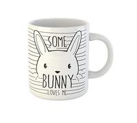 Awowee Taza de café de cerámica con diseño de animales con texto en inglés "Some Bunny Loves Me" para niños, 325 ml, el mejor regalo o recuerdo para familiares, amigos y compañeros de trabajo
