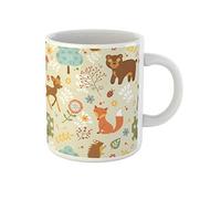 Awowee Taza de café de cerámica con diseño de animales del bosque, ciervos, lindo zorro ecológico, 325 ml, el mejor regalo o recuerdo para familiares, amigos y compañeros de trabajo