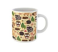 Awowee Taza de café de cerámica con diseño de animales del bosque, criatura de erizo, bellota, 325 ml, el mejor regalo o recuerdo para familiares, amigos y compañeros de trabajo