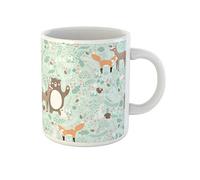 Awowee Taza de café de cerámica con diseño de animales del bosque, oso, ciervo, zorro, conejo, pájaro, erizo, 325 ml, el mejor regalo o recuerdo para familiares, amigos, compañeros de trabajo