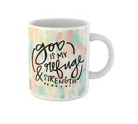 Awowee Taza de café de cerámica con diseño de cepillo Dios es mi refugio de 325 ml, el mejor regalo o recuerdo para familiares, amigos y compañeros de trabajo