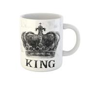Awowee Taza de café de cerámica con diseño de corona del rey de rock, música, retro, vintage, eslogan universitario, 325 ml, el mejor regalo o recuerdo para familiares, amigos y compañeros de trabajo