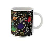 Awowee Taza de café de cerámica con diseño de esqueletos rojos del Día de los Muertos The Dance Part, 325 ml, el mejor regalo o recuerdo para familiares, amigos y compañeros de trabajo
