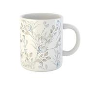 Awowee Taza de café de cerámica con diseño de hojas de eucalipto y protea africana de 325 ml, el mejor regalo o recuerdo para familiares, amigos, compañeros de trabajo