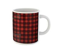 Awowee Taza de café de cerámica con diseño de tartán escocés rojo a cuadros amarillos y rombos abstractos de 325 ml, el mejor regalo o recuerdo para familiares, amigos y compañeros de trabajo