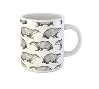 Awowee Taza de café de cerámica con diseño de tejón Brock, animales del bosque de la vida silvestre, blanco y negro, 325 ml, el mejor regalo o recuerdo para familiares, amigos y compañeros de trabajo