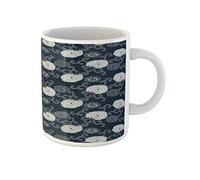 Awowee Taza de café de cerámica con patrón de bloques de tinte índigo, flores de crisantemo tradicional japonés, 325 ml, el mejor regalo o recuerdo para familiares, amigos, compañeros de trabajo