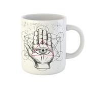 Awowee Taza de café de cerámica con símbolo de la mano y el ojo que todo lo ve, taza de té de cerámica de 325 ml, el mejor regalo o recuerdo para familiares, amigos, compañeros de trabajo