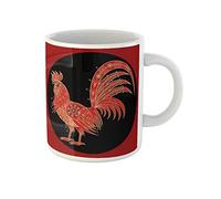Awowee Taza de café de cerámica con símbolo de pájaro de gallo del año nuevo, calendario chino, taza de té de cerámica de 325 ml, el mejor regalo o recuerdo para familiares, amigos y compañeros de