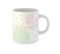 Awowee Taza de café de cerámica con texto "Happy in Gold Pastel Pink and Mint" de 325 ml, el mejor regalo o recuerdo para familiares, amigos, compañeros de trabajo