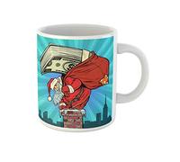 Awowee Taza de café de cerámica de 325 ml con diseño de Papá Noel que sube a la chimenea, el mejor regalo o recuerdo para familiares, amigos y compañeros de trabajo