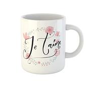 Awowee Taza de café de cerámica de 325 ml con texto en francés "Means I Love You", taza de té de cerámica, el mejor regalo o recuerdo para familiares, amigos y compañeros de trabajo