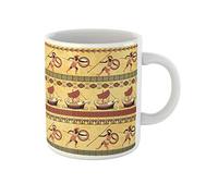 Awowee Taza de café de cerámica de 325 ml, diseño de barcos griegos antiguos que luchan contra personas y étnicos tradicionales, el mejor regalo o recuerdo para familiares, amigos y compañeros de