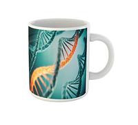 Awowee Taza de café de cerámica de 325 ml, diseño de biología verde de bioquímica, molécula de ADN, taza de té, el mejor regalo o recuerdo para familiares, amigos, compañeros de trabajo