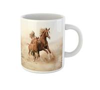 Awowee Taza de café de cerámica de 325 ml, diseño de caballo blanco de raza pura en potro del desierto, el mejor regalo o recuerdo para familiares, amigos y compañeros de trabajo