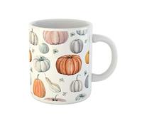 Awowee Taza de café de cerámica de 325 ml, diseño de calabazas de acuarela de otoño, es Acción de Gracias, Halloween, receta de comida, taza de té, el mejor regalo o recuerdo para familiares, amigos y