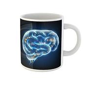Awowee Taza de café de cerámica de 325 ml, diseño de células nerviosas del cerebro humano, tecnología de sistema de existencias, recuerdo para familiares, amigos, compañeros de trabajo