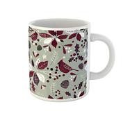 Awowee Taza de café de cerámica de 325 ml, diseño de flores de pascua, bayas de acebo, pájaros cardenales, taza de té, el mejor regalo o recuerdo para familiares, amigos y compañeros de trabajo