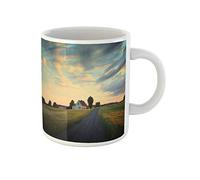 Awowee Taza de café de cerámica de 325 ml, diseño de granja de cielo azul entre campos en Polonia, agricultura verde, taza de té, el mejor regalo o recuerdo para familiares, amigos y compañeros de