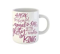 Awowee Taza de café de cerámica de 325 ml, diseño de Hark the Herald Angles Sing Glory King, el mejor regalo o recuerdo para familiares, amigos y compañeros de trabajo