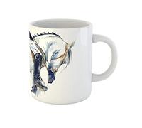 Awowee Taza de café de cerámica de 325 ml, diseño de jinete ecuestre, acuarela, niña, equitación, mujer, taza de té, el mejor regalo o recuerdo para familiares, amigos, compañeros de trabajo