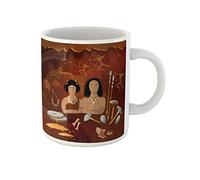 Awowee Taza de café de cerámica de 325 ml, diseño de la cueva de la Edad de Piedra, el mejor regalo o recuerdo para familiares, amigos, compañeros de trabajo