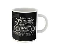 Awowee Taza de café de cerámica de 325 ml, diseño de motocicleta americana, estilo vintage, trueno indio y motocross americano, el mejor regalo o recuerdo para familiares, amigos y compañeros de