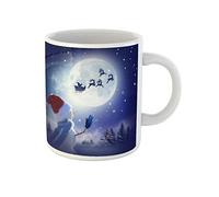 Awowee Taza de café de cerámica de 325 ml, diseño de muñeco de nieve con texto en inglés "Merry Christmas and Happy New Year", el mejor regalo o recuerdo para familiares, amigos y compañeros de