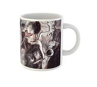 Awowee Taza de café de cerámica de 325 ml, diseño de música de banda de jazz, bailarines, músico, instrumento del alma, el mejor regalo o recuerdo para familiares, amigos y compañeros de trabajo