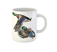 Awowee Taza de café de cerámica de 325 ml, diseño de pájaro marrón, pato salvaje, Mallard, acuarela, temporada de caza, tazas de té, el mejor regalo o recuerdo para familiares, amigos y compañeros de
