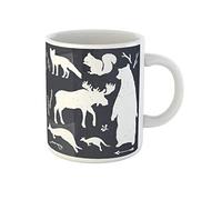 Awowee Taza de café de cerámica de 325 ml, diseño de silueta de animales salvajes, bosque, gran ardilla hipster, boho, taza de té, el mejor regalo o recuerdo para familiares, amigos y compañeros de