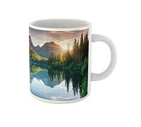 Awowee Taza de café de cerámica de 325 ml, diseño del lago de la montaña en el parque nacional, el mejor regalo o recuerdo para familiares, amigos y compañeros de trabajo