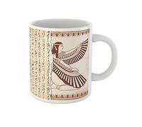 Awowee Taza de café de cerámica egipcia con dibujo nacional de Diosa Isis y Jeroglíficos, color marrón, 325 ml, el mejor regalo o recuerdo para familiares, amigos, compañeros de trabajo