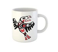 Awowee Taza de café de cerámica roja con diseño de águila de la primera nación de 325 ml, el mejor regalo o recuerdo para familiares, amigos y compañeros de trabajo