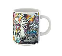 Awowee Taza de café de Múnich, Alemania, Mural de agosto de Unknown Artist at the 325 ml, taza de té de cerámica, el mejor regalo o recuerdo para familiares, amigos y compañeros de trabajo