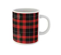 Awowee Taza de café de tartán rojo a cuadros en verde y negro, adecuada para Navidad, tazas de té de cerámica de 325 ml, el mejor regalo o recuerdo para familiares, amigos y compañeros de trabajo