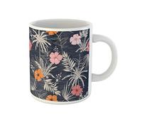 Awowee Taza de café de verano hawaiano hermoso patrón tropical brillante bosque exótico 325 ml, taza de té de cerámica, el mejor regalo o recuerdo para familiares, amigos y compañeros de trabajo