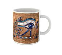 Awowee Taza de café Egipto con papiro egipcio que representa el ojo de Horus jeroglíficos faraón, tazas de té de cerámica de 325 ml, el mejor regalo o recuerdo para familiares, amigos y compañeros de