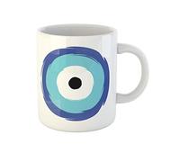 Awowee Taza de café Grecia azul griego con símbolo del mal de ojo, amuleto de protección, tazas de té de cerámica de 325 ml, el mejor regalo o recuerdo para familiares, amigos y compañeros de trabajo