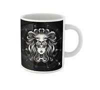 Awowee Taza de café gris con signo del zodiaco nativo Leo Warrior Angry Astrology Astronomy Astronomy 325 ml, taza de té de cerámica, el mejor regalo o recuerdo para familiares, amigos y compañeros de