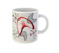 Awowee Taza de café gris de mediados de siglo moderno de 1950, diseño clásico retro atómico, tazas de té de cerámica de 11 onzas, el mejor regalo o recuerdo para familiares, amigos y compañeros de