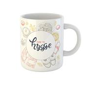 Awowee Taza de café Hygge Is Danish Living Cozy Home Things Candelas, bufanda, taza de té de cerámica de 325 ml, el mejor regalo o recuerdo para familiares, amigos, compañeros de trabajo
