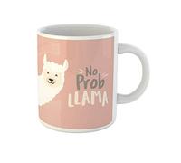 Awowee Taza de café Lama Cute Cartoon Llama No Prob Motivational alpaca Animal 325 ml taza de té tazas de cerámica mejor regalo o recuerdo para familiares, amigos compañeros de trabajo