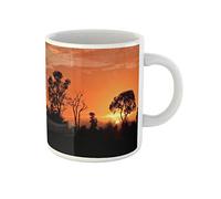 Awowee Taza de café naranja Safari Kruger National Park Sunset Africa Landscape South 325 ml taza de té de cerámica, el mejor regalo o recuerdo para familiares, amigos y compañeros de trabajo